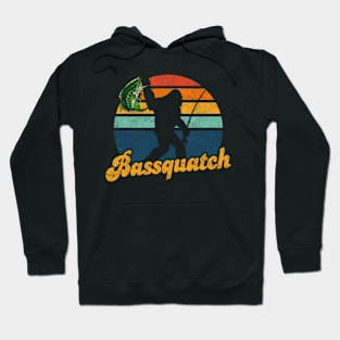 Bassquatch Funny Bigfoot Fishing Outdoor Retro Sasquatch Hoodie